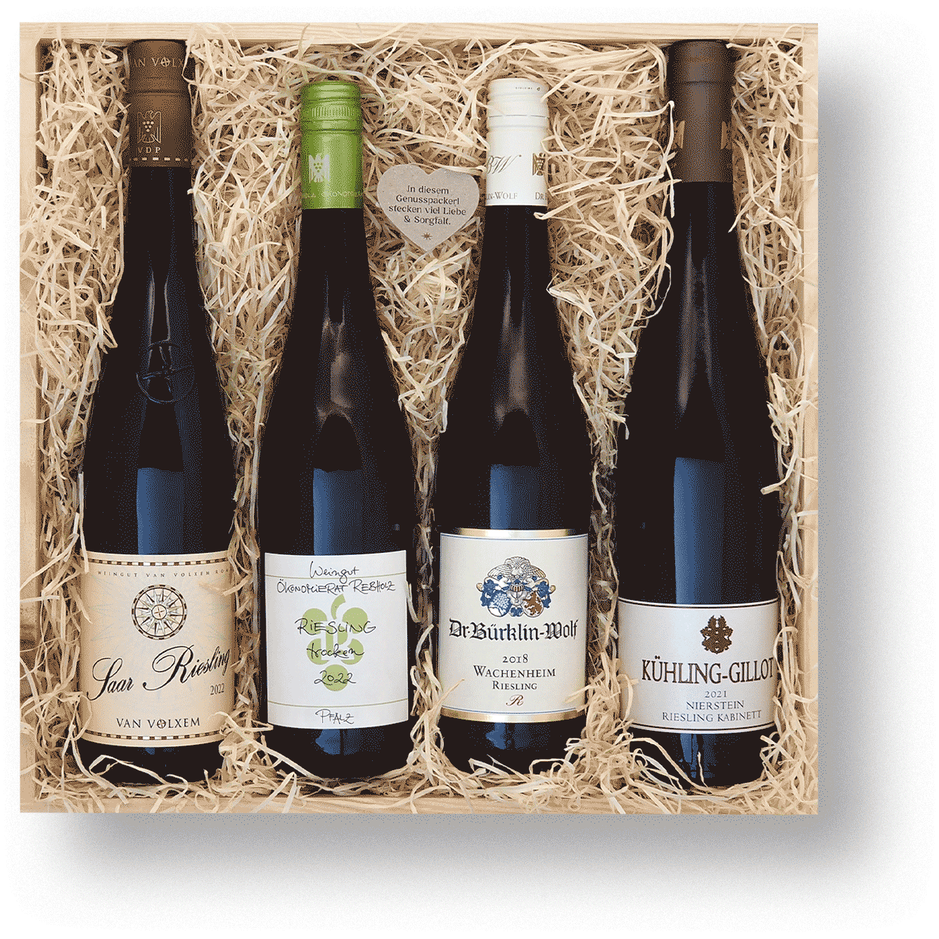 DEUTSCHER RIESLING & SEINE FACETTEN in Holz 360 x 360 mm