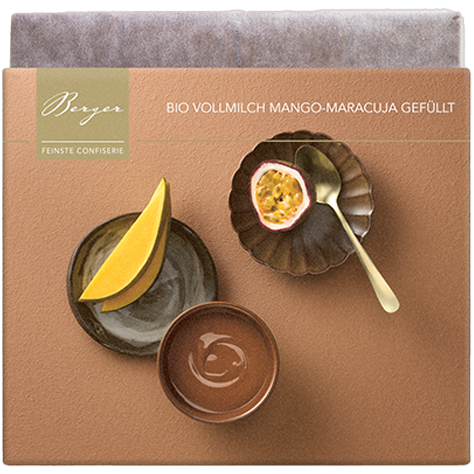 Vollmilchschokolade Mango-Maracuja gefüllt Bio, 100 g