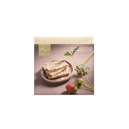 Weiße Schokolade mit Erdbeerstückchen, 90 g
