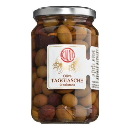 Taggiasca Oliven in Salzlacke, mit Stein, 360 g