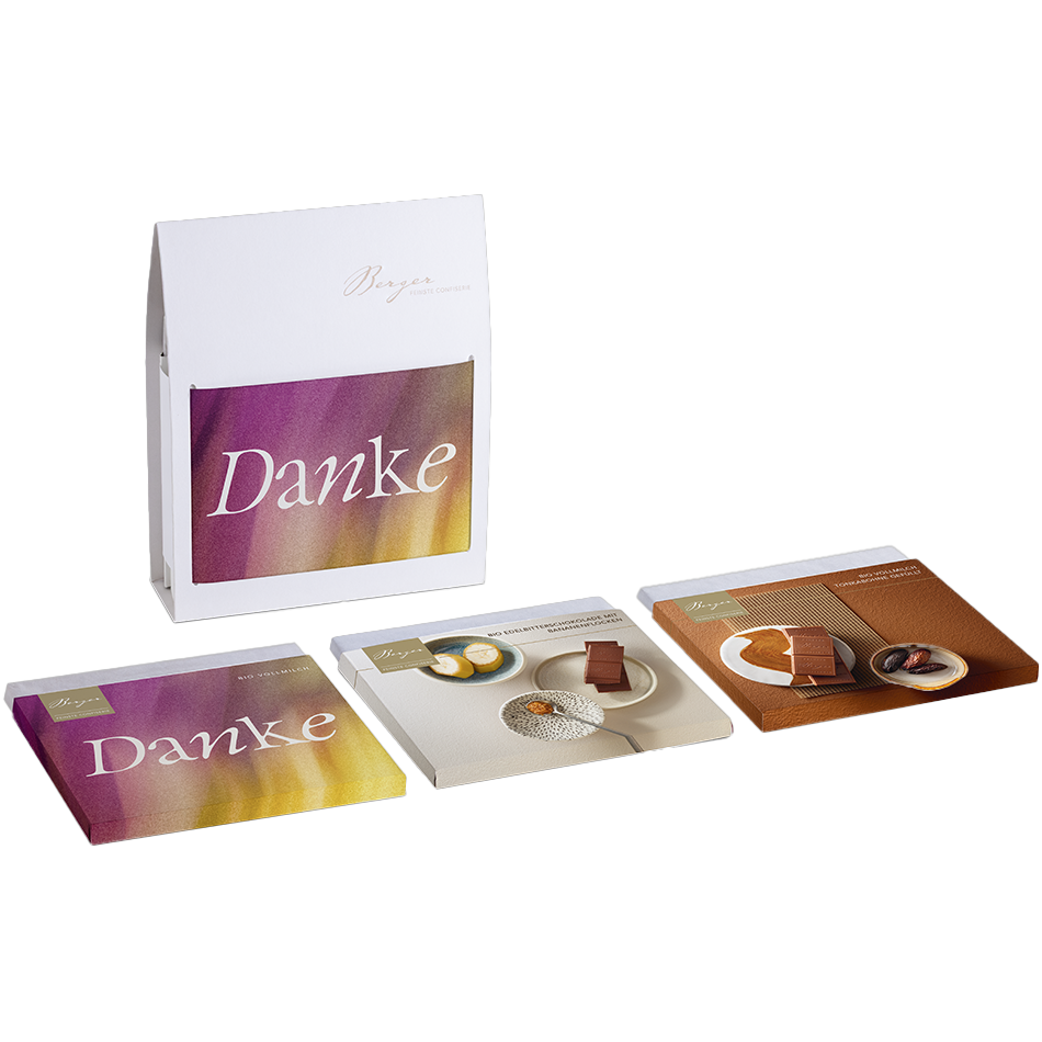 3er Schokoladen-Tafelset "Danke" Bio, 260 g