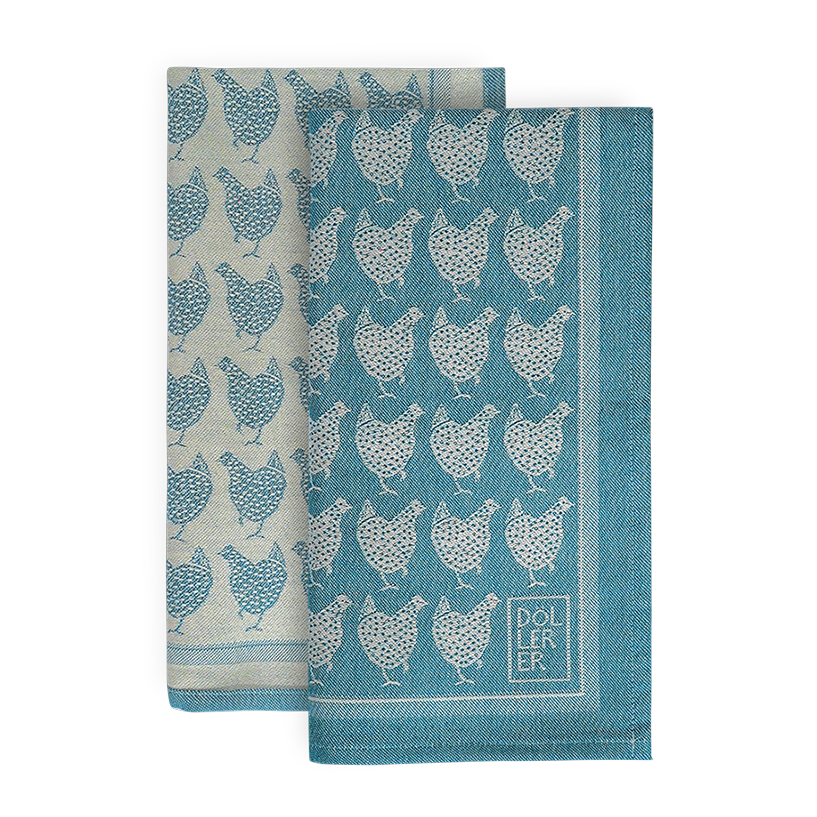 Geschirrtuch mit Hühner, aqua