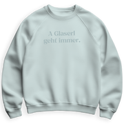 Sweater in blau "A Glaserl geht immer", Größe L