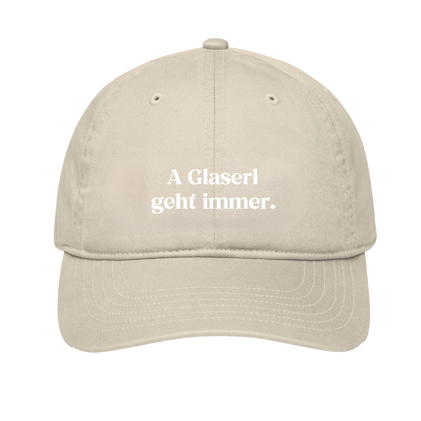 Cap in beige "A Glaserl geht immer"
