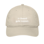 Cap in beige "A Glaserl geht immer"