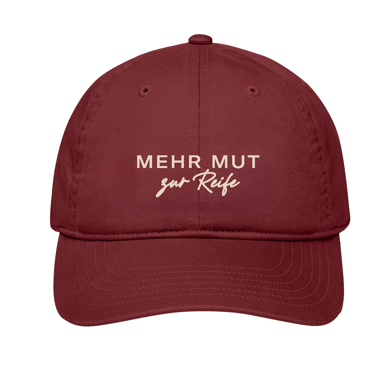 Cap in bordeaux "Mehr Mut zur Reife"