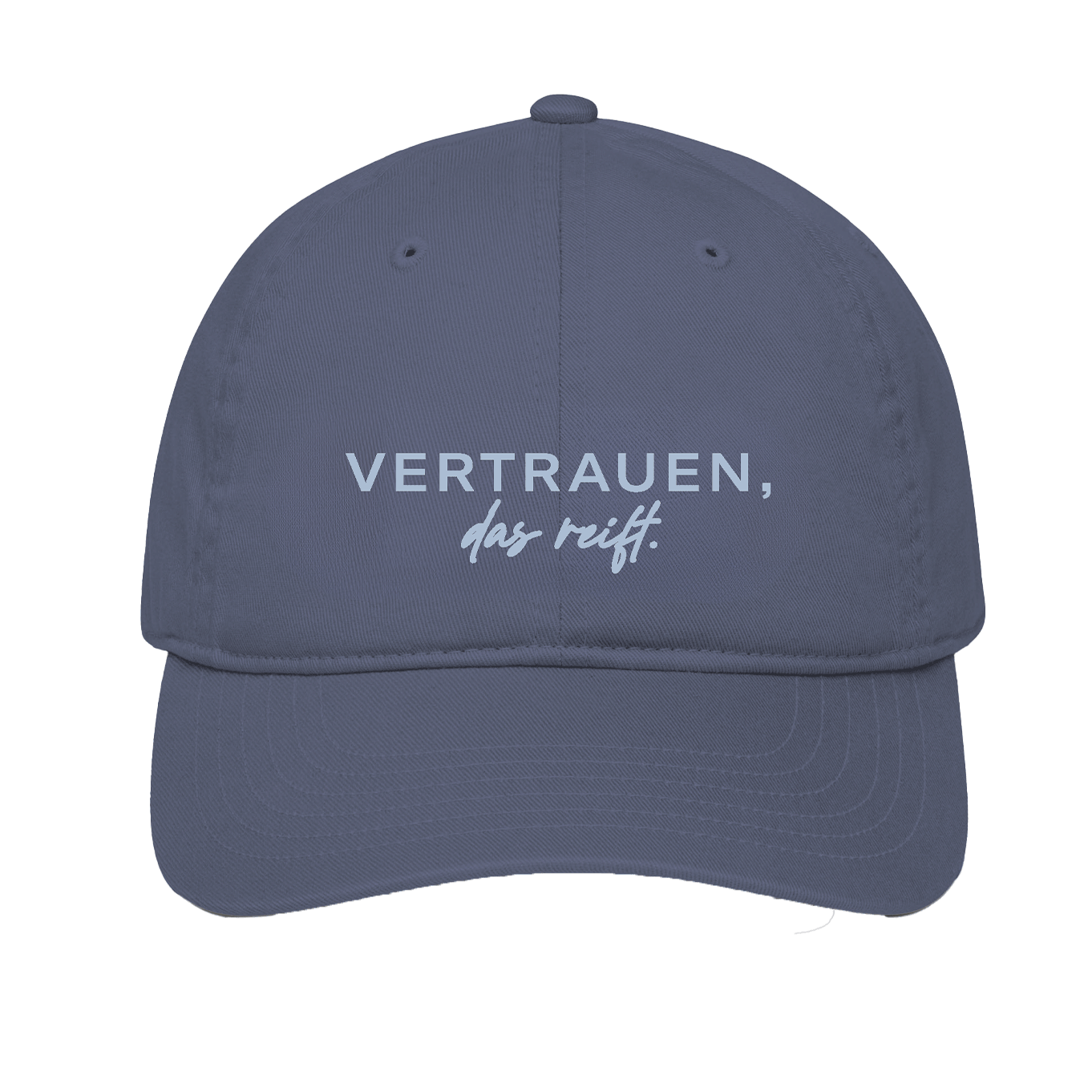 Cap in blau "Vertrauen das reift"