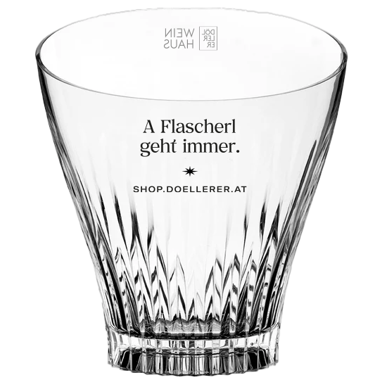 Flaschenkühler Acrylglas geriffelt für eine Flasche 0,75 l "A Flascherl geht immer"