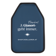 Weinkühler Manschette "A Flascherl geht immer" in Blau