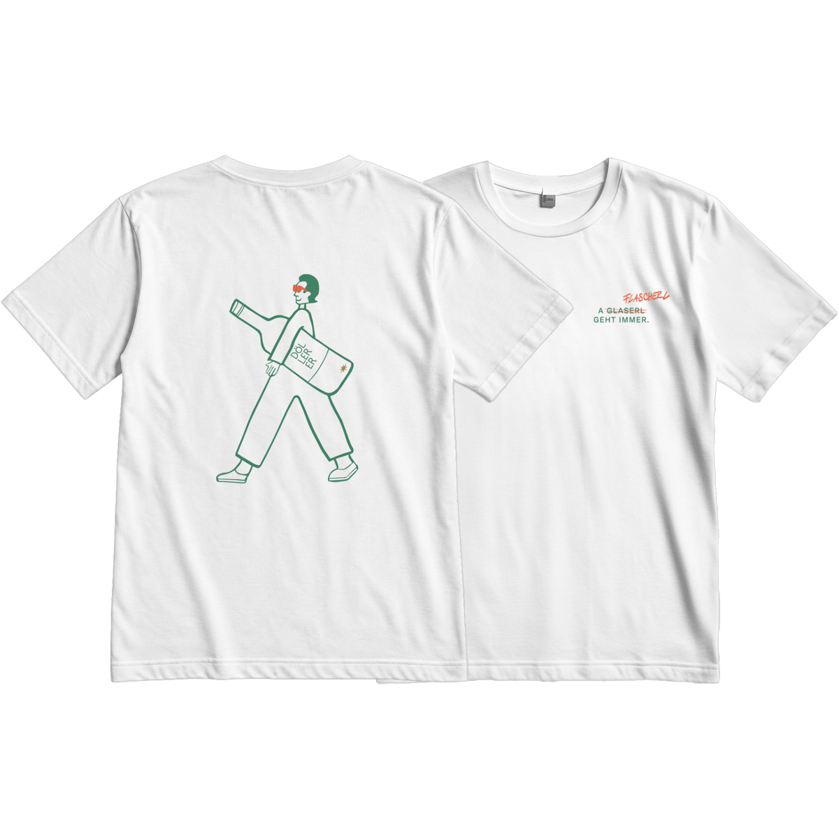 T- Shirt weiß, Mann mit Flasche, XL