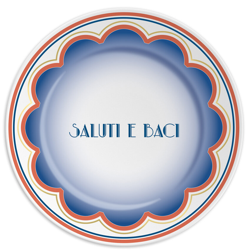 Teller "Saluti e Baci", 21 cm