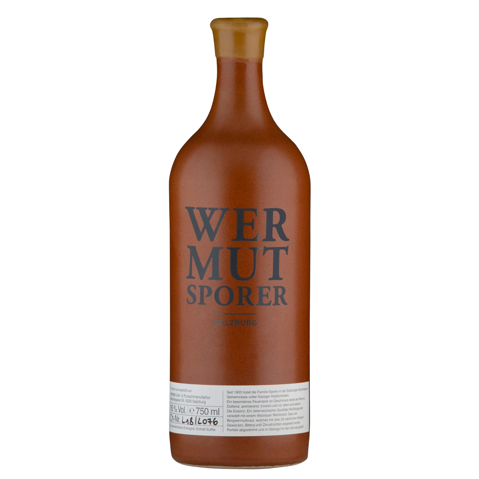 Sporer Wermut in der Steingutflasche