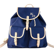 Rucksack aus Segeltuch, blau, mit Ihren Wunschinitialen bestickt