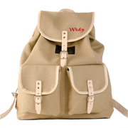 Rucksack aus Segeltuch, beige, mit Ihren Wunschinitialen bestickt