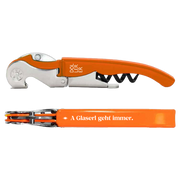 Korkenzieher orange “A Glaserl geht immer“, Schrift weiß