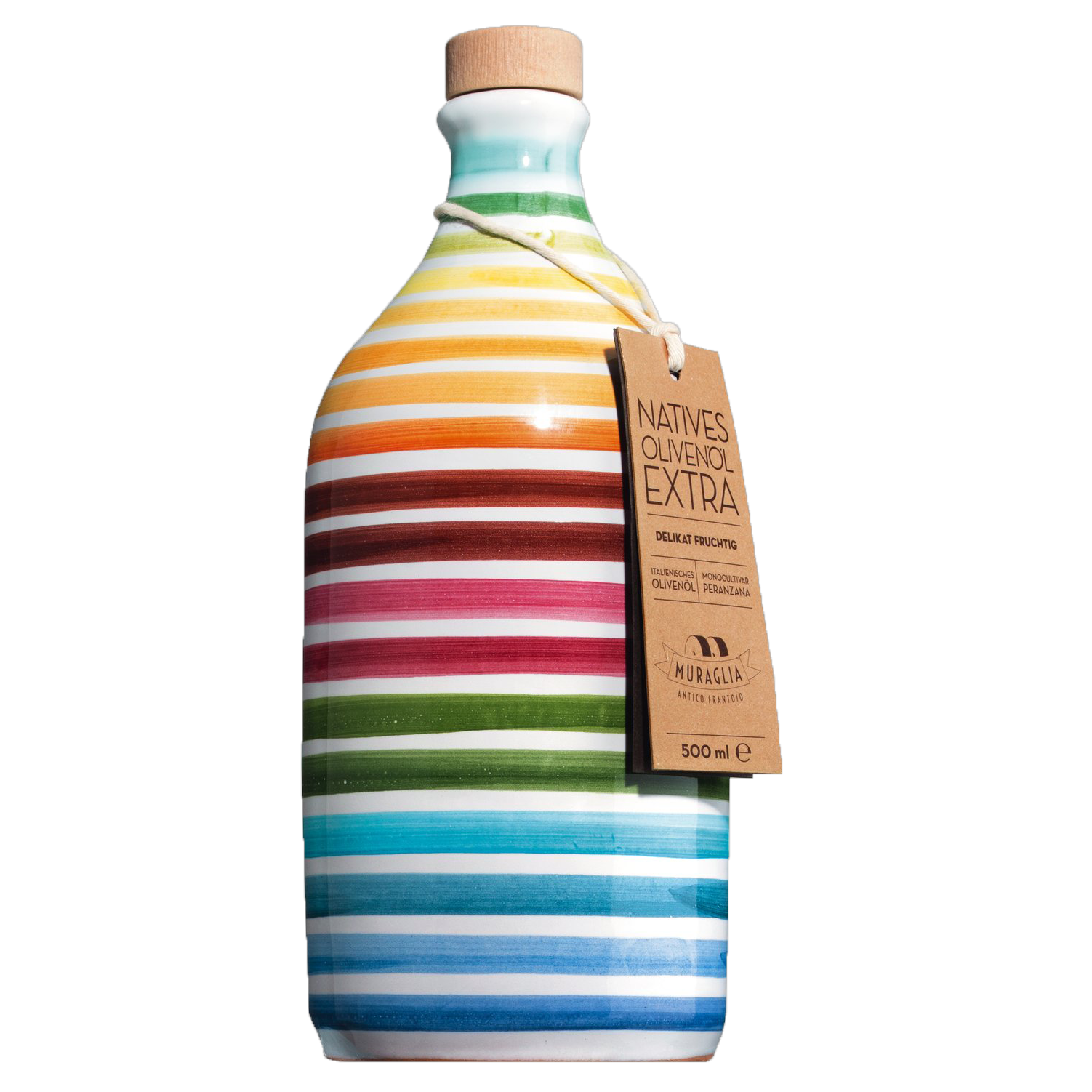 Peranzana-Olivenöl, Keramikflasche gestreift, 500 ml