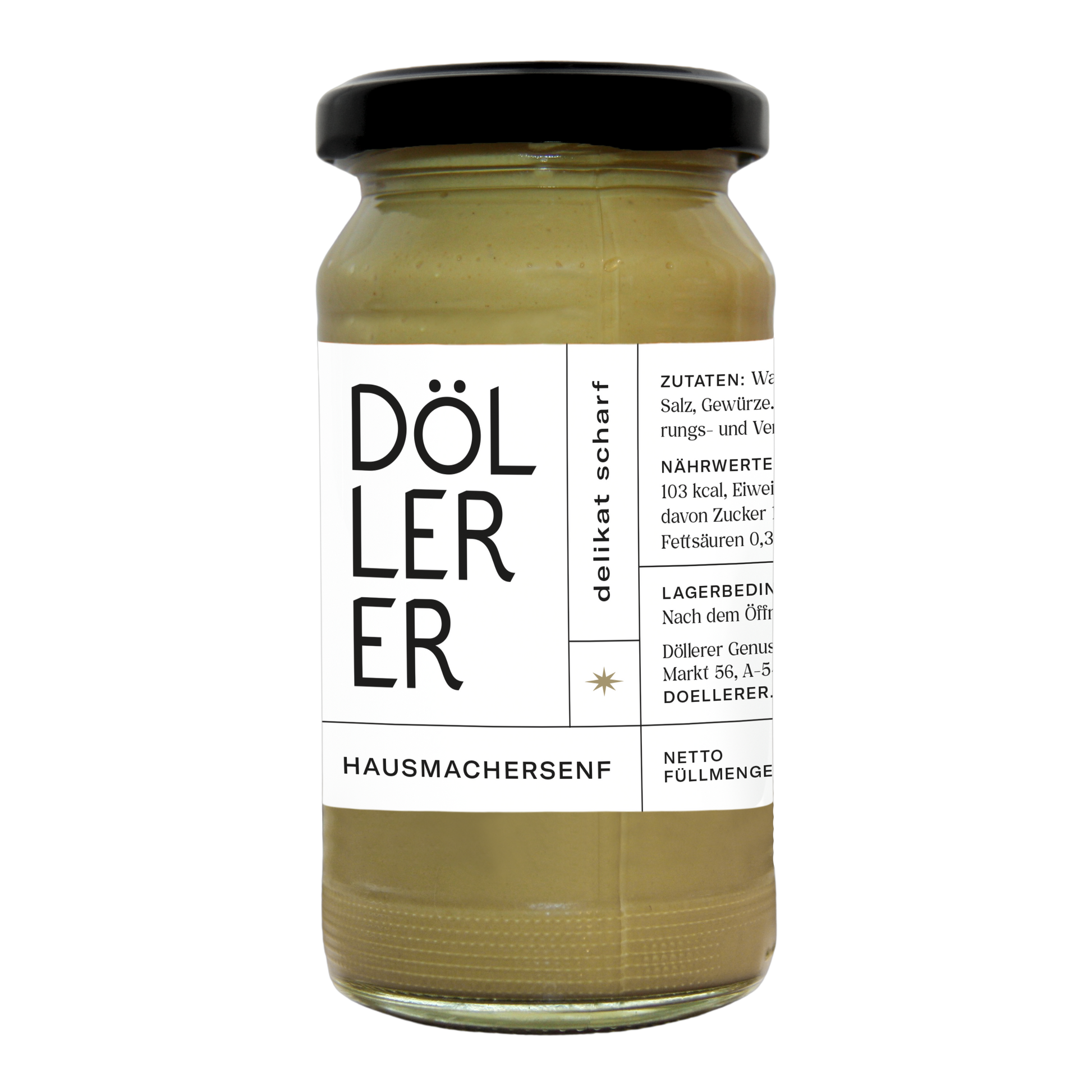 Hausmacher Senf delikat scharf, 200 ml