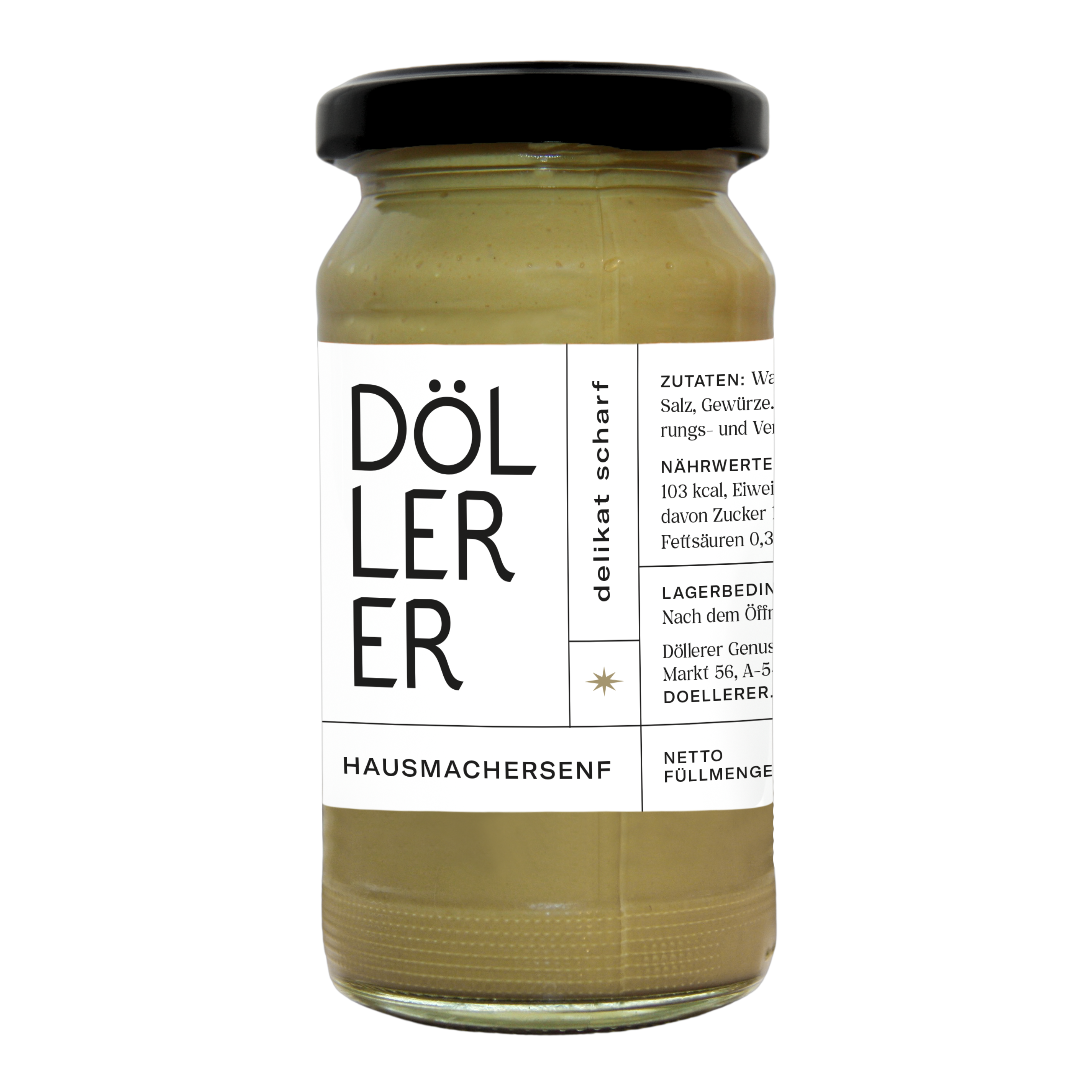 Hausmacher Senf delikat scharf, 200 ml