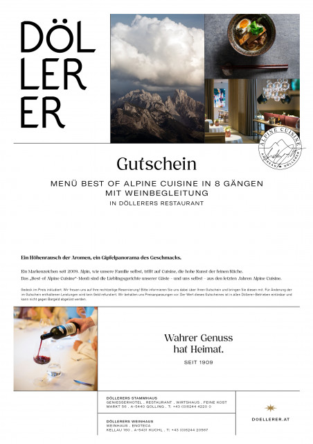 Menü Best of Alpine Cuisine 8 Gänge mit Weinbegleitung